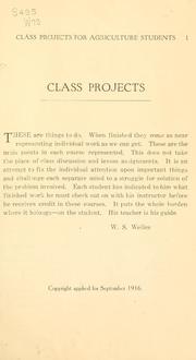 Cover of: Class projects for agriculture students. by Wisconsin. State teachers college, River Falls