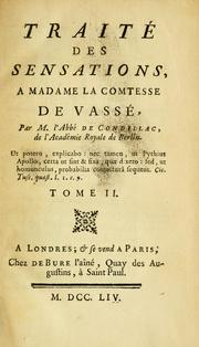 Cover of: Traité des sensations: a Madame la comtesse de Vassé