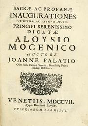 Cover of: Sacrae ac profanae inaugurationes Venetiis, ac Patavii dictae