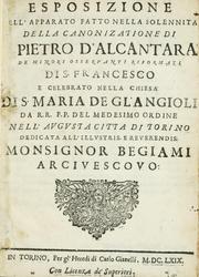 Cover of: Esposizione dell' apparato fatto nella solennita della canonizatione di Pietro d'Alcantara de Minori osservanti riformati di S. Francesco by 