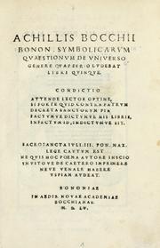 Symbolicarum quaestionum de universo genere by Achille Bocchi