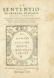 Cover of: Le sententiose imprese: et, Dialogo