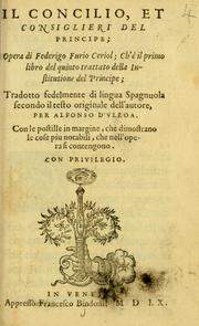 Cover of: concilio, et consiglieri del principe: opera