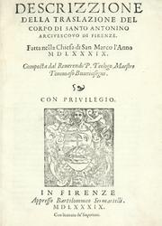 Descrizzione della traslazione del corpo di Santo Antonino arcivescovo di Firenze by Tommaso Buoninsegni