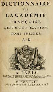 Dictionnaire de l'Académie françoise by Tome Premier