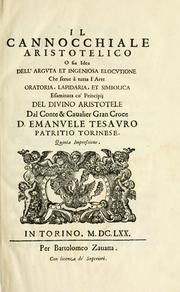 Cover of: Il cannocchiale aristotelico, o sia, Idea dell'arguta et ingeniosa elocutione by Emanuele Tesauro