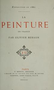 Cover of: peinture en France