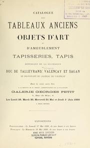 Cover of: Tableaux anciens, objets d'art et d'ameublement.