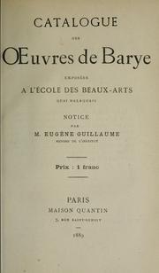 Cover of: Catalogue des uvres de Barye: exposées a l'École des beaux-arts