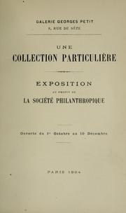 Cover of: collection particulière: exposition au profit de la Société Philanthropique.