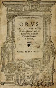 Cover of: Orvs Apollo Niliacvs De hieroglyphicis notis by Horapollo