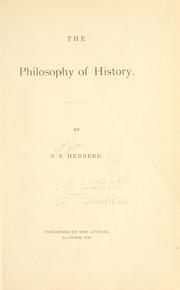 Cover of: The philosophy of history. by Stephen Southric Hebberd, Stephen Southric Hebberd