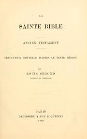 Cover of: La Sainte Bible by Louis Segond