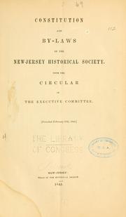 Constitution and by-laws .. by New Jersey historical society