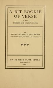 Cover of: bit bookie of verse in the English and Scots tongues