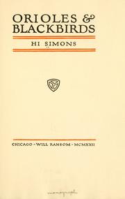 Cover of: Orioles & blackbirds by Hi Simons