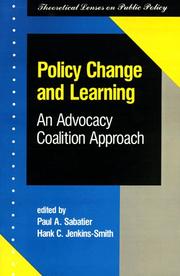 Cover of: Policy Change and Learning: An Advocacy Coalition Approach (Theoretical Lenses on Public Policy)