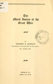 Cover of: moral issues of the great war