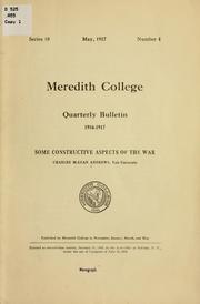 Cover of: Some constructive aspects of the war