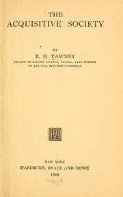 Cover of: The acquisitive society