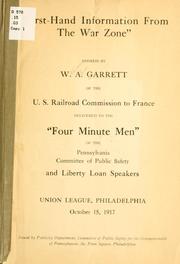 Cover of: "First-hand information from the war zone" by William Abnre Garrett