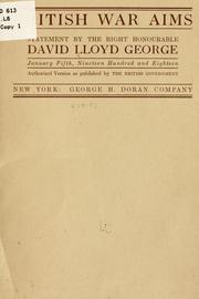 Cover of: British war aims by David Lloyd George