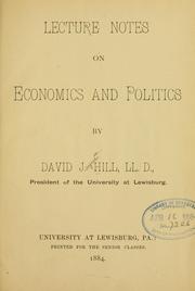 Cover of: Lecture notes on economics and politics