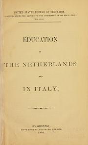 Cover of: Education in the Netherlands and in Italy.