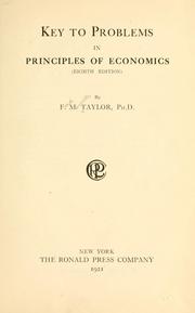 Cover of: Key to problems in Principles of economics by Fred M. Taylor