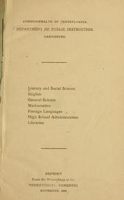 Cover of: History and social science | Pennsylvania. Dept. of Public Instruction.