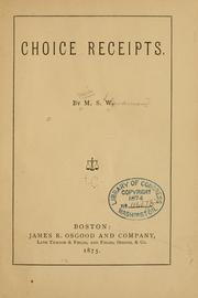 Cover of: Choice receipts.