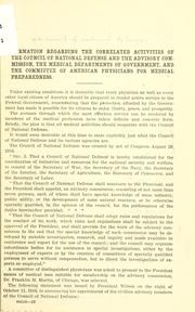 Cover of: Information regarding the correlated activities of the Council of national defense and the Advisory commission: the medical departments of government