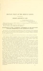 Military policy of the American legion by United States. Congress. Senate. Committee on Military Affairs.
