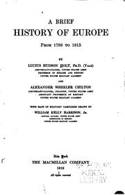 Cover of: brief history of Europe from 1789-1815
