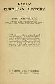 Cover of: Early European history by Webster, Hutton