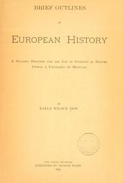 Cover of: Brief outlines in European history