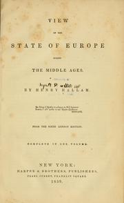 Cover of: View of the state of Europe during the middle ages.