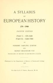 Cover of: syllabus of European history 378-1900.