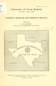 Cover of: Patriotic programs for community meetings by Shurter, Edwin Du Bois