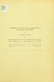 Cover of: method of cultivating rainbow trout and other salmonoids. | Charles L. Paige