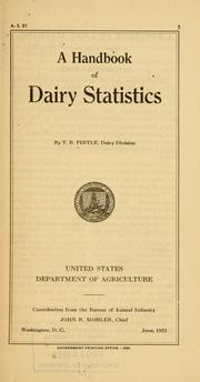 Cover of: A handbook of dairy statistics. by Thomas Ross Pirtle