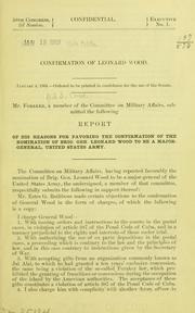 Cover of: Confirmation of Leonard Wood. by United States. Congress. Senate. Committee on Military Affairs.