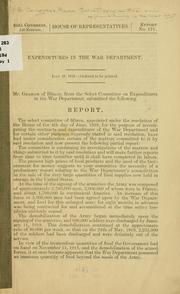 Expenditures in the War department .. by United States. Congress. House. Select Committee on Expenditures in the War Department.