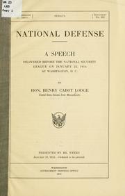 Cover of: National defense. by Henry Cabot Lodge