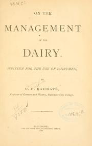 Cover of: On the management of the dairy. by Charles Frederick Raddatz