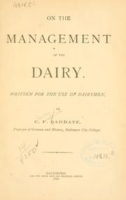 On the management of the dairy by Charles Frederick Raddatz