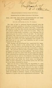 Cover of: On the relative digestibility of fish flesh in gastric juice.