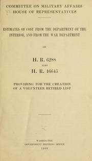 Cover of: Estimates of cost from the Department of the interior.