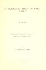 Cover of: An economic study of farm layout ... by William Irving Myers