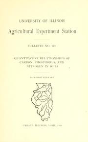 Cover of: Quantitative relationships of carbon, phosphorus, and nitrogen in soils 